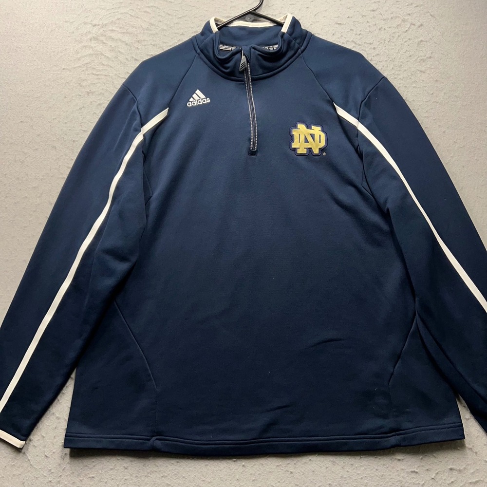 Adidas Notre Dame Fighting Irish Navy Blue 1/4 Zip Climalite Pullover Mens XL